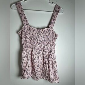 KIRIOUS Women’s Pink and black Floral Tank top - Size Medium